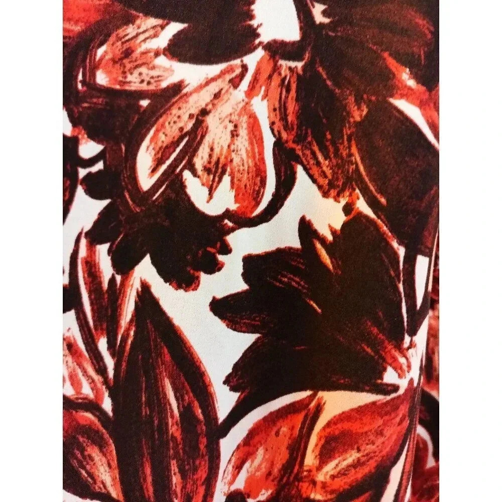 Saint Tropez West size M Blouse Orange and Black Floral - Picture 2 of 12